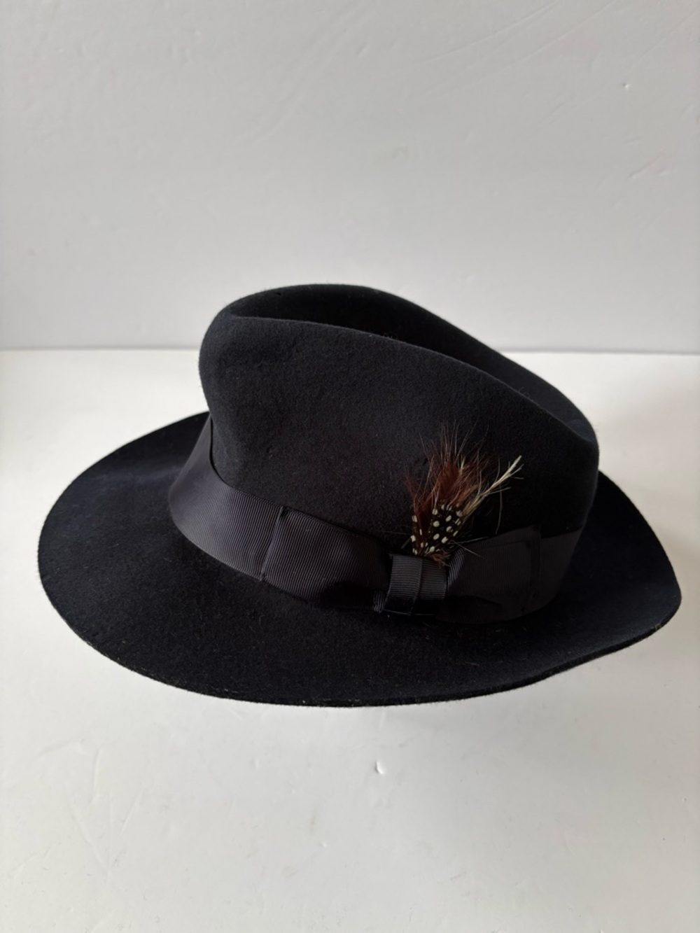 Bruno Capelo Hat Fedora Australian Wool Classic Satin Lining Leather Sweatband M